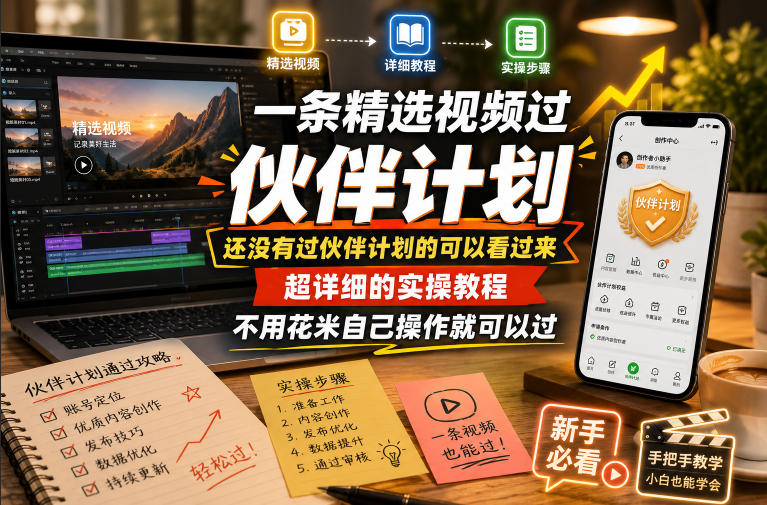 一条精选视频过伙伴计划，还没有过伙伴计划的可以看过来，超详细的实操教程，不用花米自己操作就可以过-大伟资源网