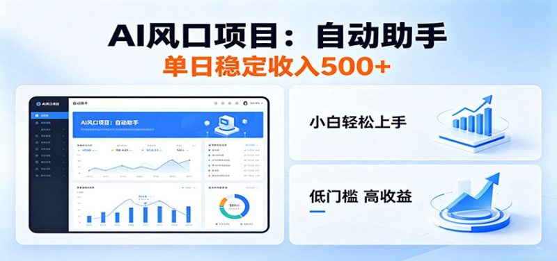 全新AI自动助手项目，低门槛入局，每日稳定收益500以上-大伟资源网