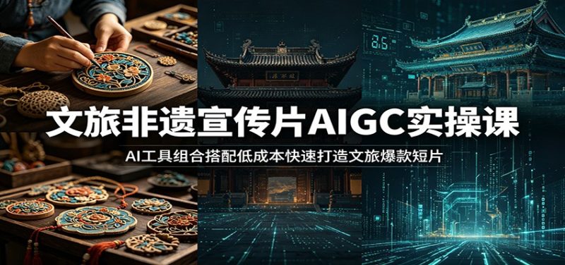 文旅非遗宣传片AIGC实操课：AI工具组合搭配低成本快速打造文旅爆款短片-大伟资源网