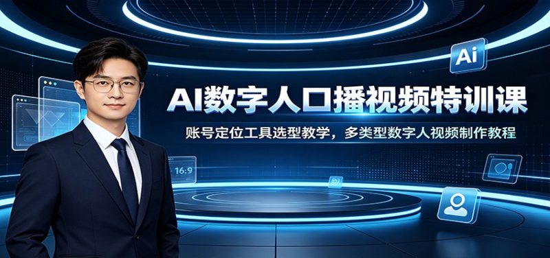 AI数字人口播视频特训课：账号定位工具选型教学，多类型数字人视频制作教程-大伟资源网
