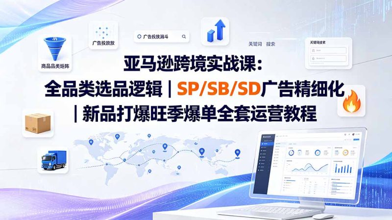 亚马逊跨境实战课-更新：全品类选品逻辑｜SP/SB/SD广告精细化｜新品打爆旺季爆单全套运营教程-大伟资源网