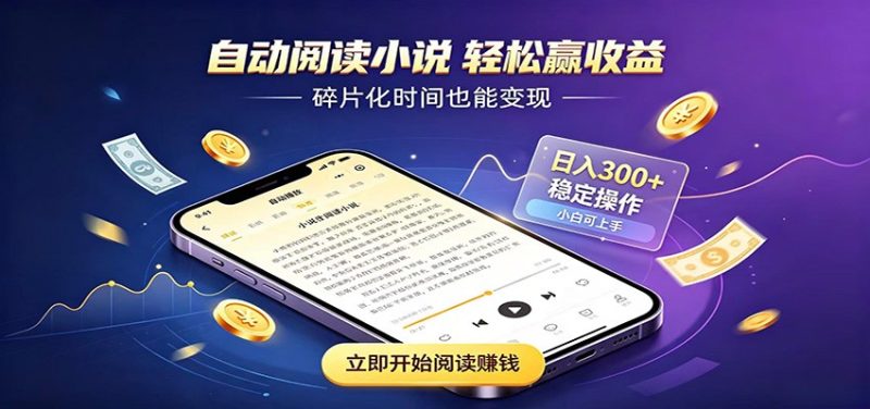挂机看小说，全程自动运行不费精力，每日稳定赚三百-大伟资源网