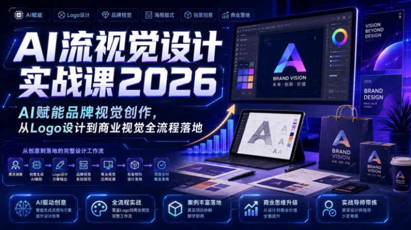 AI流视觉设计实战课2026：AI赋能品牌视觉创作，从Logo设计到商业视觉全流程落地-大伟资源网
