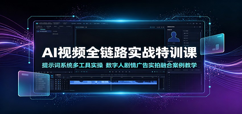 图片[1]-AI视频全链路实战特训课：提示词系统多工具实操，数字人剧情广告实拍融合案例教学-御文网