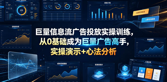 巨量信息流广告投放实操训练，从0基础成为巨量广告高手，实操演示+心法分析-大伟资源网