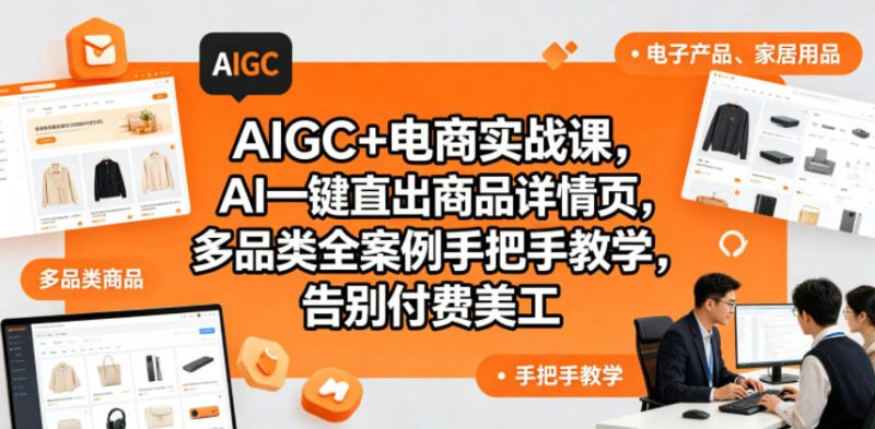 AIGC+电商实战课，AI一键直出商品详情页，多品类全案例手把手教学，告别付费美工(更新0704)-大伟资源网