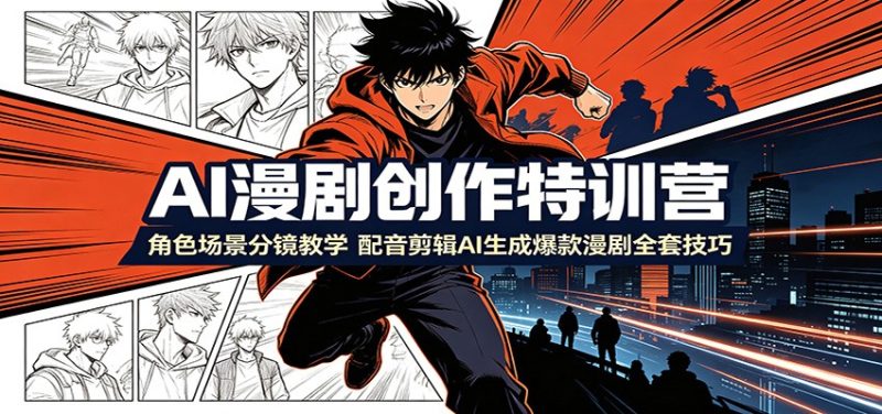 AI漫剧创作特训营：角色场景分镜教学，配音剪辑AI生成爆款漫剧全套技巧-大伟资源网