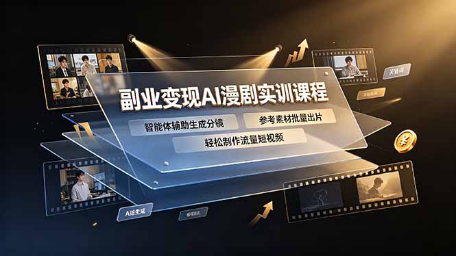 副业变现AI漫剧实训课程，智能体辅助生成分镜，参考素材批量出片，轻松制作流量短视频-大伟资源网
