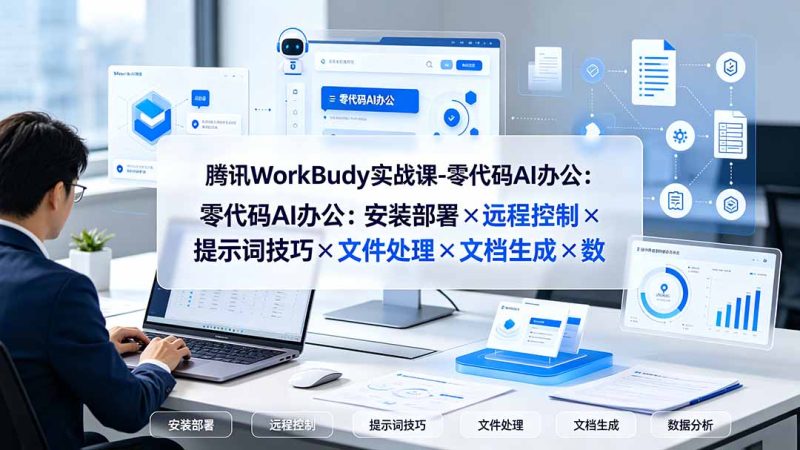 腾讯WorkBuddy实战课-零代码AI办公：安装部署×远程控制×提示词技巧×文件处理×文档生成×数据分析-大伟资源网
