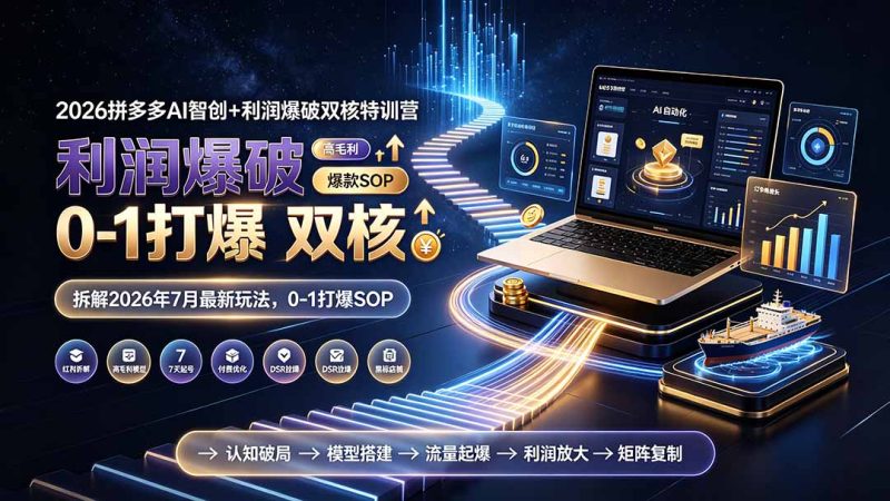 2026拼多多AI智创+利润爆破双核特训营-拆解2026年7月最新玩法，0-1打爆SOP-大伟资源网