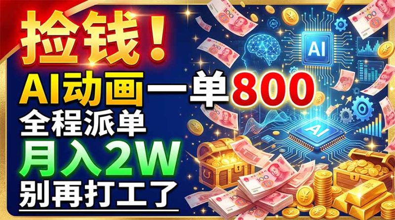捡钱！AI动画一单800，全程派单，月入2W，别再打工了-大伟资源网