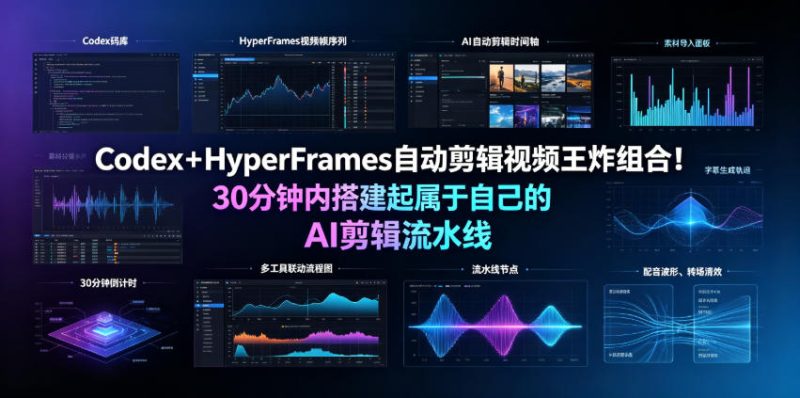 Codex＋HyperFrames自动剪辑视频王炸组合！30分钟内搭建起属于自己的AI剪辑流水线(完整版实操教程手册)-大伟资源网