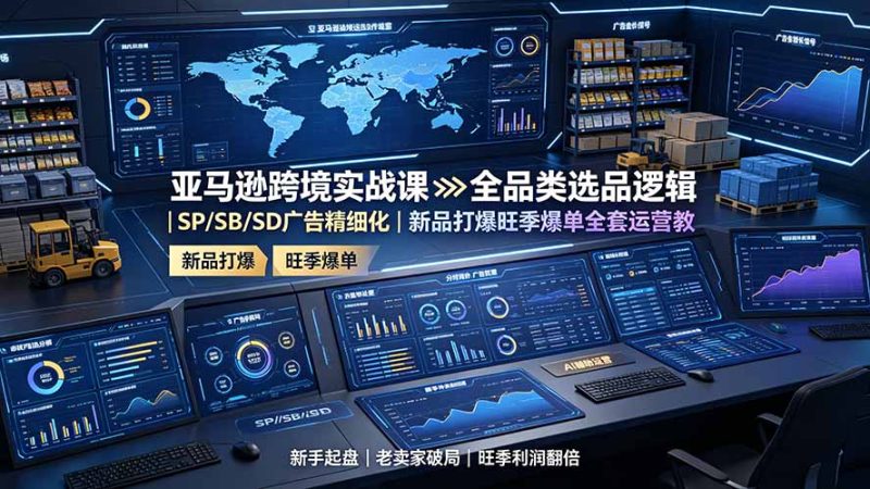 亚马逊跨境实战课：全品类选品逻辑｜SP/SB/SD广告精细化｜新品打爆旺季爆单全套运营教程-大伟资源网