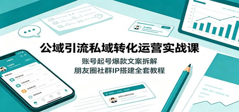 公域引流私域转化运营实战课：账号起号爆款文案拆解，朋友圈社群IP搭建全套教程-大伟资源网