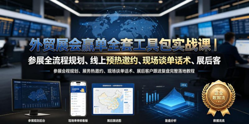 外贸展会赢单全套工具包实战课｜参展全流程规划、线上预热邀约、现场谈单话术、展后客户跟进复盘完整落地教程-大伟资源网