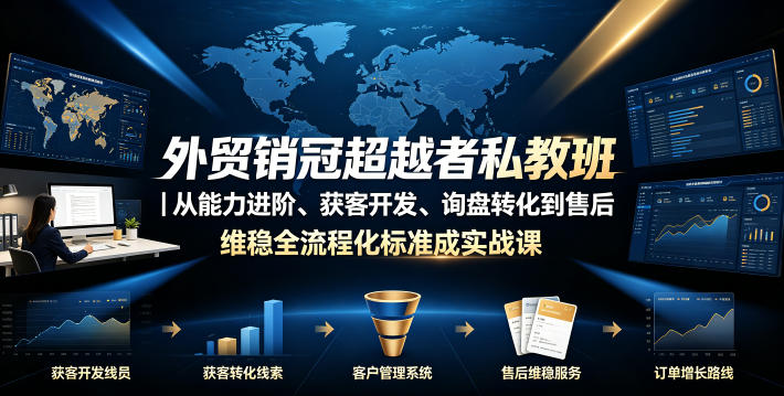 外贸销冠超越者私教班｜从能力进阶、获客开发、询盘转化到售后维稳全流程标准化成交实战课-大伟资源网