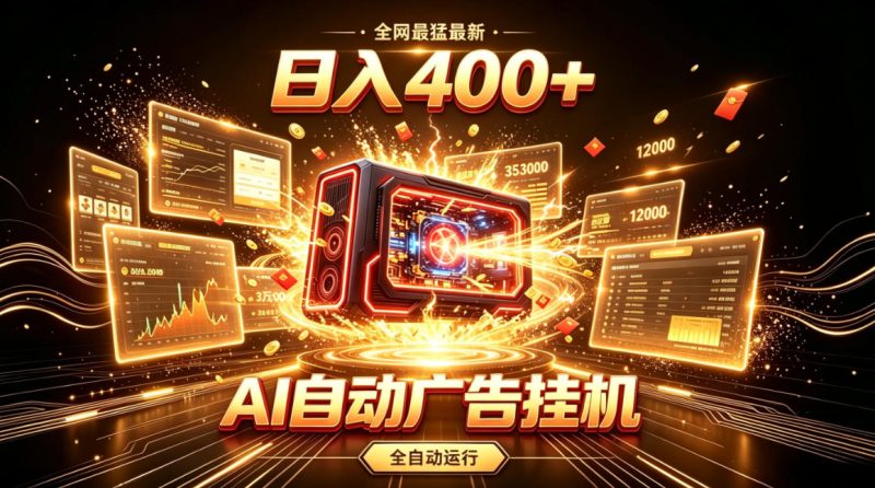 全网最猛最新的AI自动广告挂G，狠收益日入400+，真正做到躺賺式变现【揭秘】-大伟资源网
