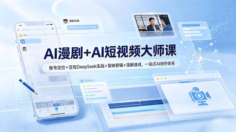 AI漫剧+AI短视频大师课：账号定位+豆包DeepSeek实战+剪映剪辑+漫剧速成，一站式AI创作体系-大伟资源网