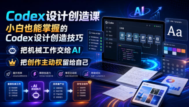 Codex设计创造课，小白也能掌握的Codex设计创造技巧，把机械工作交给AI，把创作主动权留给自己-大伟资源网