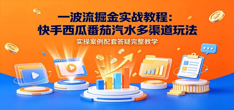 一波流掘金实战教程：快手西瓜番茄汽水多渠道玩法，实操案例配套答疑完整教学-大伟资源网