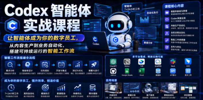 Codex智能体实战课程，让智能体成为你的数字员工，从内容生产到业务自动化，搭建可持续运行的智能工作流-大伟资源网