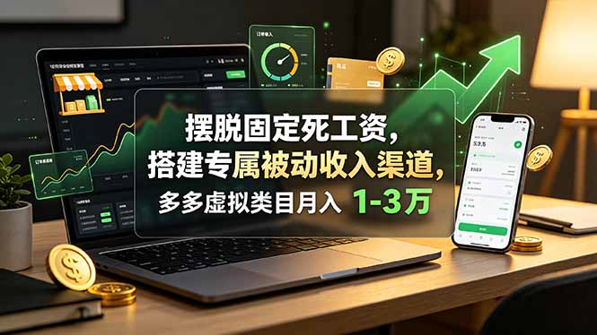 摆脱固定死工资，搭建专属被动收入渠道，多多虚拟类目月入 1-3 万-大伟资源网