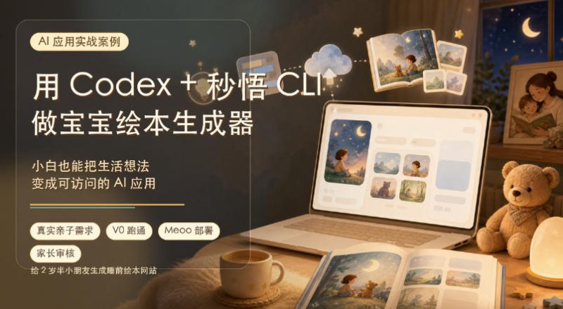 AI应用实战案例，用Codex+秒悟CLl做宝宝绘本生成器，小白也能把生活想法变成可访问的AI应用-大伟资源网