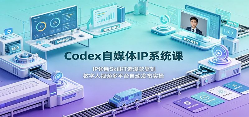 Codex自媒体IP系统课：IP诊断Skill打造爆款复刻，数字人视频多平台自动发布实操-大伟资源网