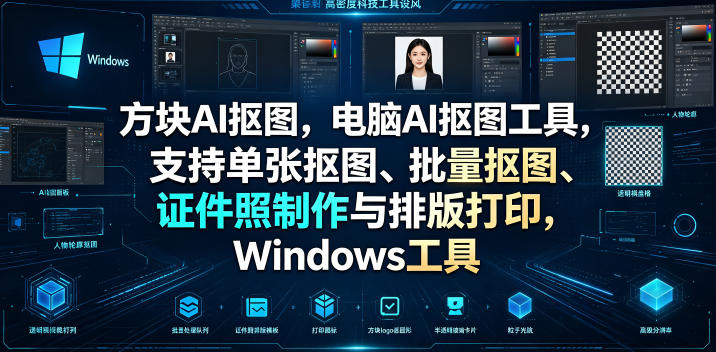 方块AI抠图，电脑AI抠图工具，支持单张抠图、批量抠图、证件照制作与排版打印，Windows工具-大伟资源网