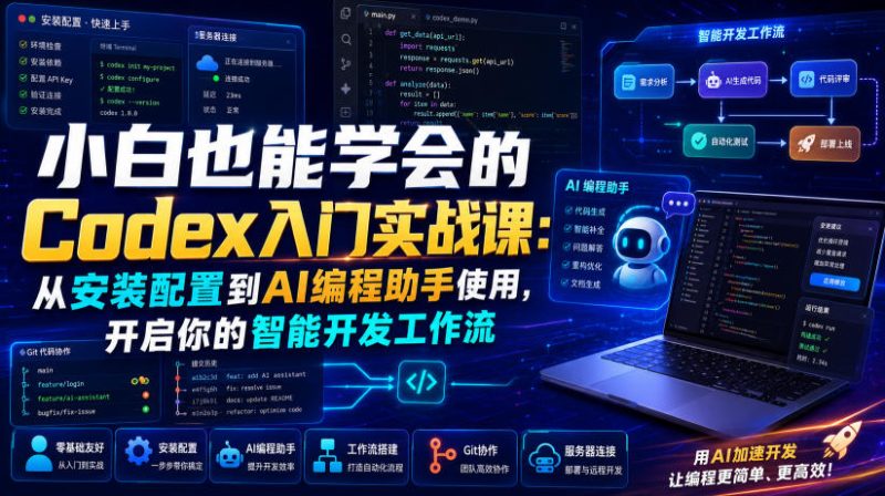 小白也能学会的Codex入门实战课：从安装配置到AI编程助手使用，开启你的智能开发工作流-大伟资源网
