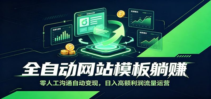 全自动网站模板躺赚：零人工沟通自动变现，日入高额利润流量运营-大伟资源网