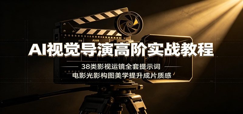 AI视觉导演高阶实战教程：38类影视运镜全套提示词，电影光影构图美学提升成片质感-大伟资源网