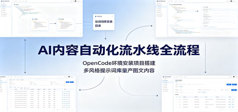 AI内容自动化流水线全流程：OpenCode环境安装项目搭建，多风格提示词库量产图文内容-大伟资源网