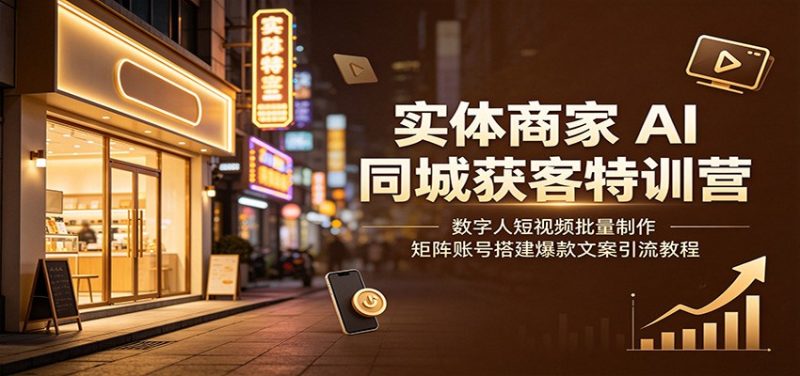 实体商家AI同城获客特训营：数字人短视频批量制作，矩阵账号搭建爆款文案引流教程-大伟资源网