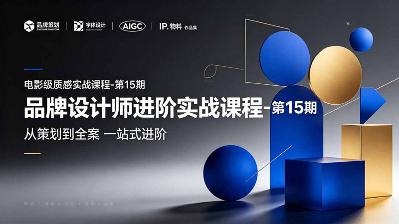 品牌设计师进阶实战课程-第15期，从策划到全案，品牌策划+中英文字体+标志设计+AIGC+IP+物料+VI+作品集一站式进阶-大伟资源网