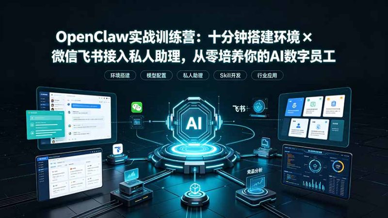 OpenClaw实战特训营：十分钟搭建环境×微信飞书接入私人助理，从零培养你的AI数字员工-大伟资源网