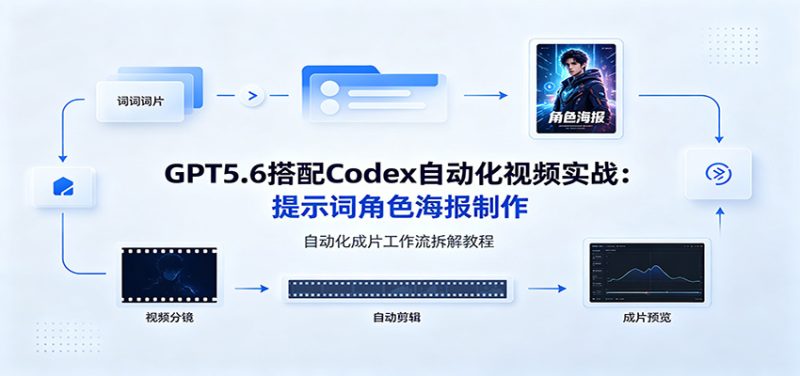 GPT5.6搭配Codex自动化视频实战：提示词角色海报制作，自动化成片工作流拆解教程-大伟资源网