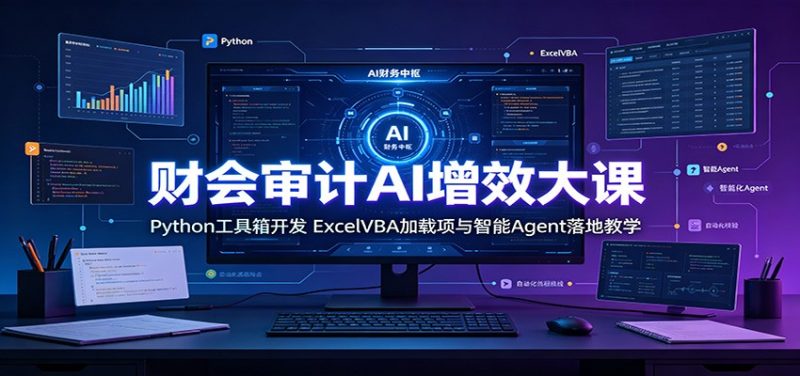 财会审计AI增效大课：Python工具箱开发，ExcelVBA加载项与智能Agent落地教学-大伟资源网