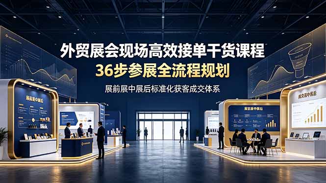 外贸展会现场高效接单干货课程，36步参展全流程规划，展前展中展后标准化获客成交体系-大伟资源网