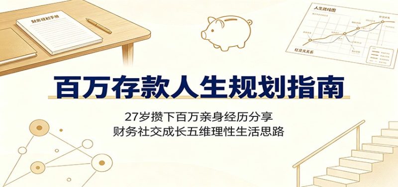 百万存款人生规划指南：27岁攒下百万亲身经历分享，财务社交成长五维理性生活思路-大伟资源网