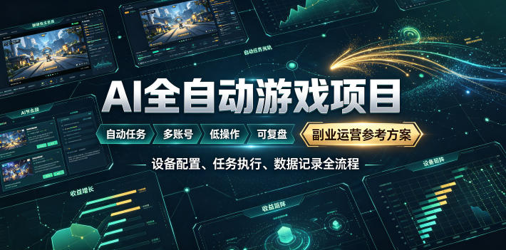AI全自动游戏躺賺副业：日入几百，稳定运行三年的项目！【揭秘】-大伟资源网