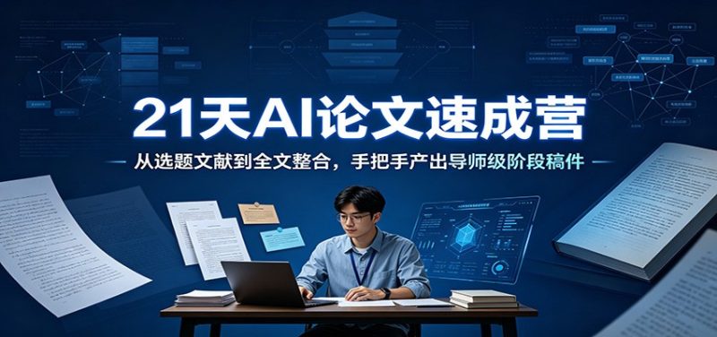 21天AI论文速成营：从选题文献到全文整合，手把手产出导师级阶段稿件-大伟资源网