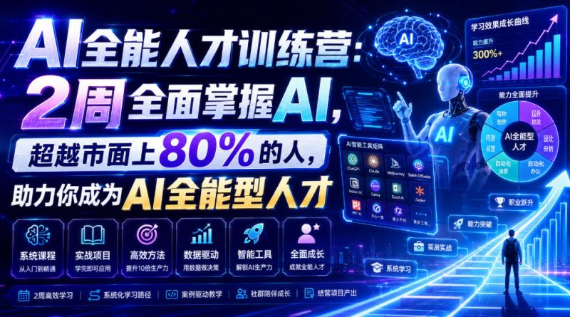 AI全能人才训练营：2周全面掌握AI，超越市面上80%的人，助力你成为AI全能型人才-大伟资源网