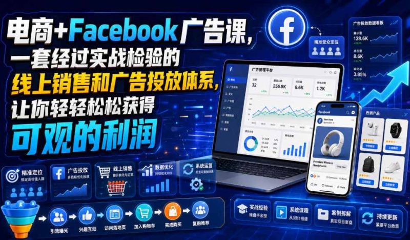 电商+Facebook广告课，一套经过实战检验的线上销售和广告投放体系，让你轻轻松松获得可观的利润【原创双语字幕】-大伟资源网
