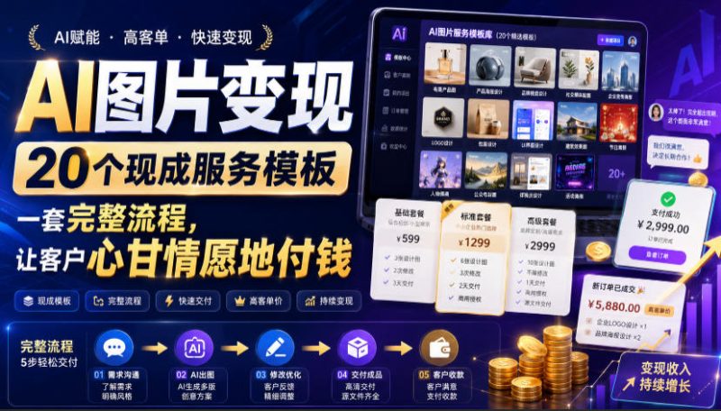 AI图片变现，20个现成服务模板，一套完整流程，让客户心甘情愿地付钱【原创双语字幕】-大伟资源网