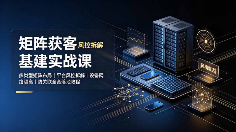 矩阵获客基建实战课：多类型矩阵布局｜平台风控拆解｜设备网络隔离｜防关联全套落地教程-大伟资源网