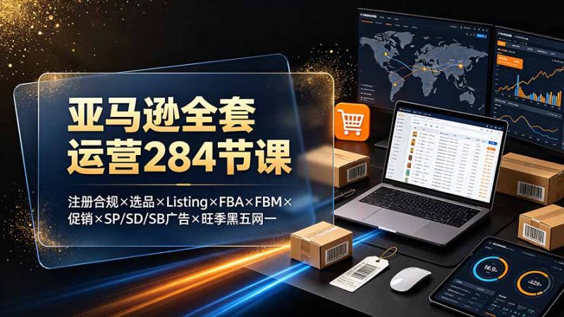 亚马逊全套运营284节课：注册合规×选品×Listing×FBA×FBM×促销×SP/SD/SB广告×旺季黑五网一-大伟资源网