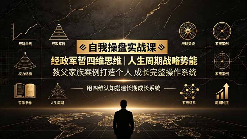 自我操盘实战课：经政军哲四维思维｜人生周期战略势能｜教父家族案例打造个人成长完整操作系统-大伟资源网