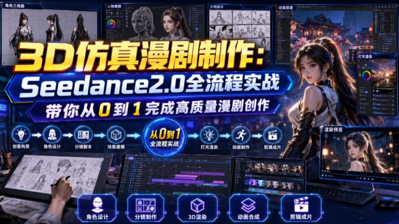 3D仿真漫剧制作：Seedance2.0全流程实战，带你从0到1完成高质量漫剧创作-大伟资源网