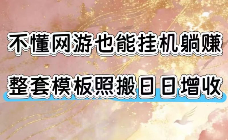 不懂网游也能挂G躺賺，整套模板照搬日日增收，单机每天稳定1000+【揭秘】-大伟资源网